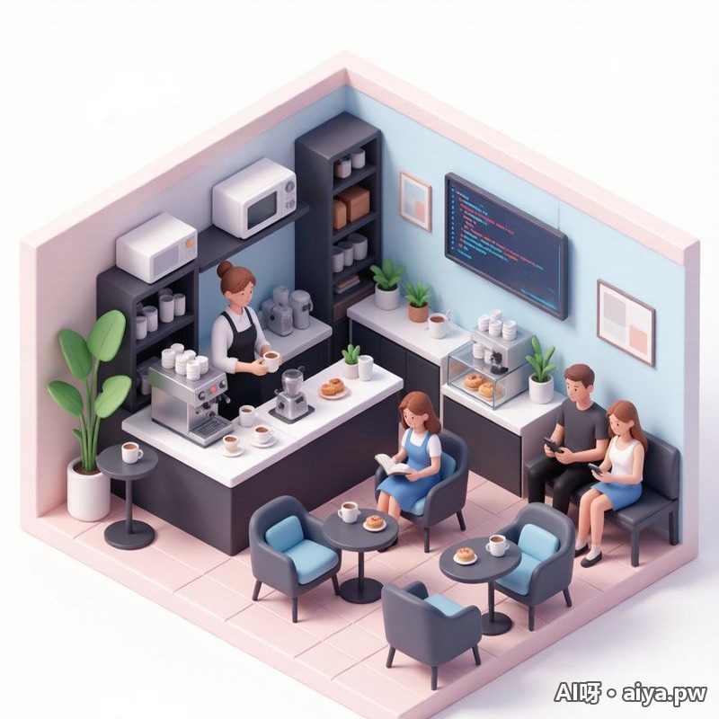 3D等距风格场景插画 效果示例