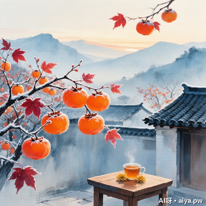 霜降·柿柿如意深秋插画 效果示例