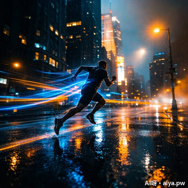 城市夜跑运动海报 效果示例