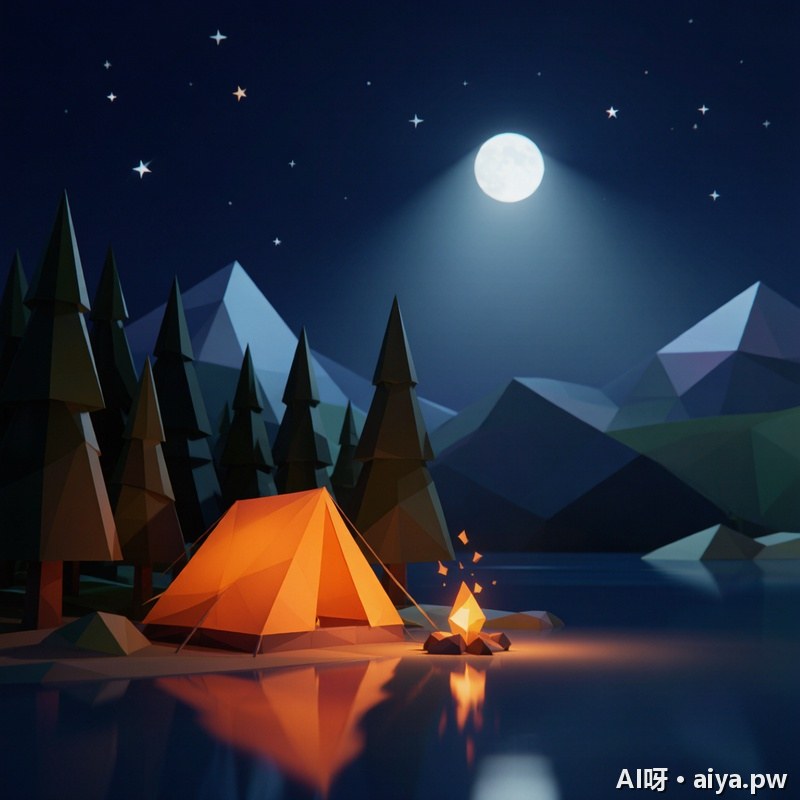 低多边形露营夜景 效果示例